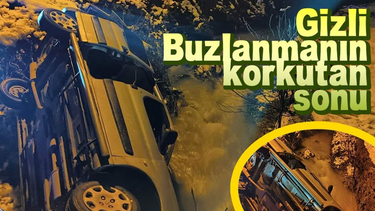 Trabzon Araklı'da Gizli Buzlanmanın Etkisiyle Hafif Ticari Araç Şarampole Yuvarlandı: Sürücü Şans Eseri Kurtuldu