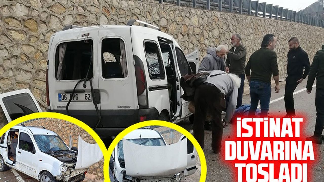 Gümüşhane'de yaşanan trafik kazasında, hafif ticari araç istinat duvarına çarptı ve 6 kişi yaralandı.