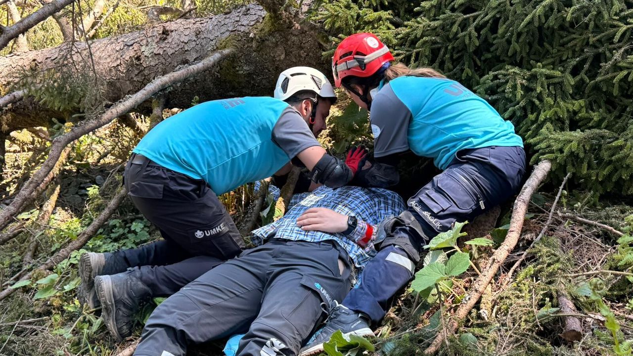 Giresun'da UMKE gönüllüleri ormanda arama kurtarma tatbikatı