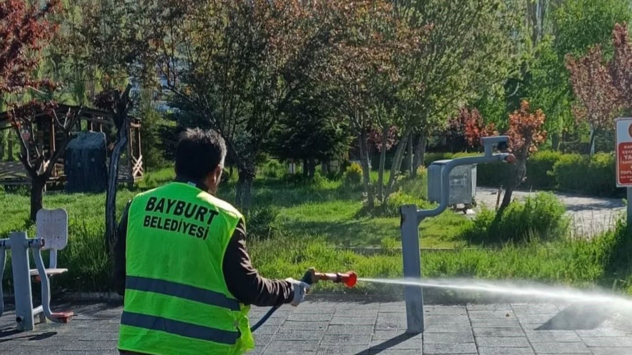 Bayburt'ta kene riskine karşı yeşil alanlar ilaçlandı