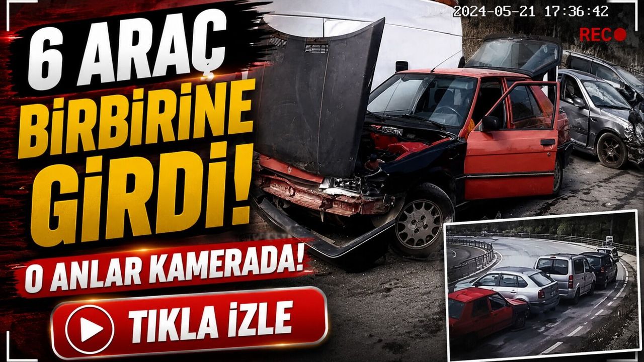 Trabzon’da 6 Araç Birbirine Girdi: Zincirleme Kazanın O Anları Kamerada