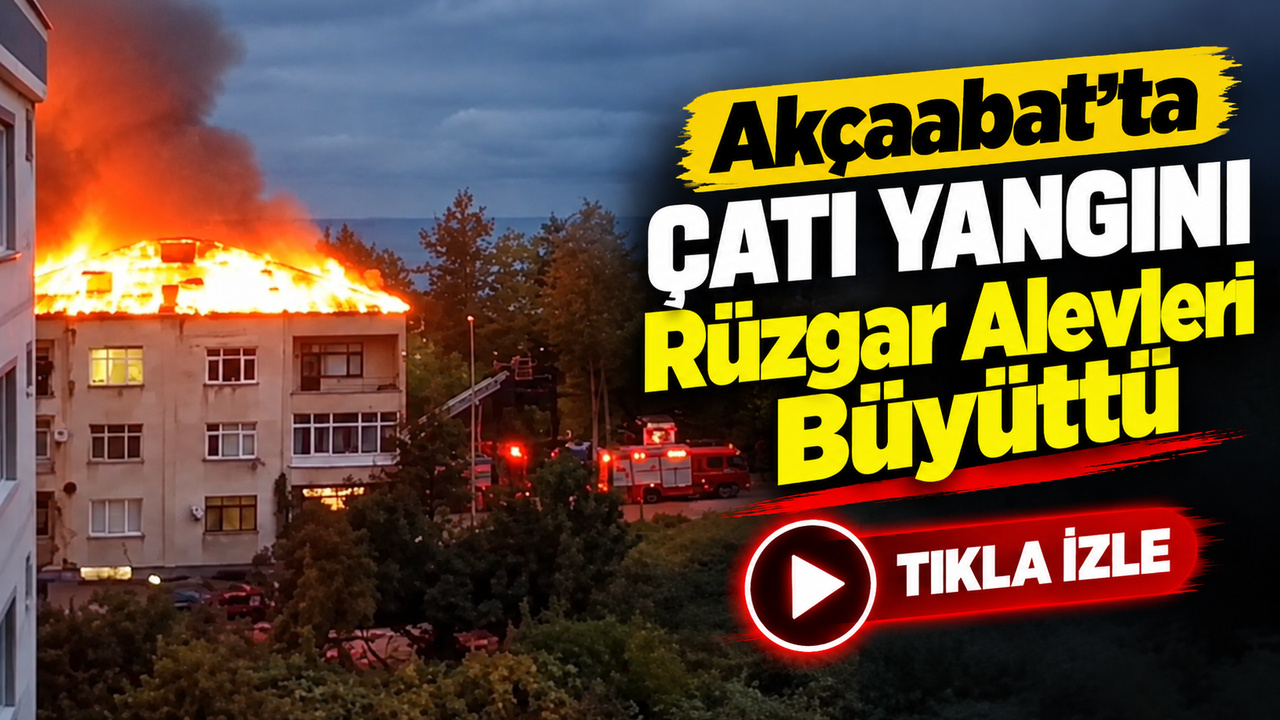 Akçaabat’ta Çatı Yangını: Rüzgar Alevleri Büyüttü