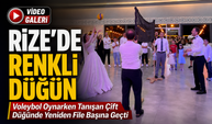 Rize’de Renkli Düğün; Voleybol Oynarken Tanışan Çift Düğünde Yeniden File Başına Geçti