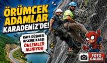 Bölgemizde “Örümcek Adamlar” Karadeniz-Akdeniz Yolu’ndaki Sarp Yamaçları Çelik Ağlarla Örüyor