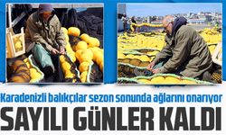 Karadenizli balıkçılar sezon sonunda ağlarını onarıyor  