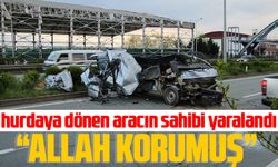 Rize'de hurdaya dönen aracın sahibi yaralandı