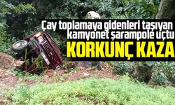 Artvin'e Çay toplamaya gidenleri taşıyan kamyonet şarampole uçtu