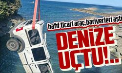 Hafif ticari araç, denize uçtu!