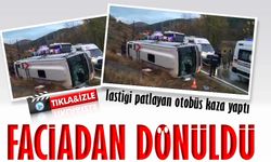 Amasya'da lastiği patlayan otobüs kaza yaptı