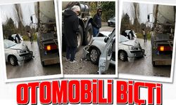 Trabzon'da İş Makinesi Şerit İhlali Sonucu Korkunç Kaza! Vakfıkebir İlçesinde Meydana Gelen Kazada Maddi Hasar Oluştu