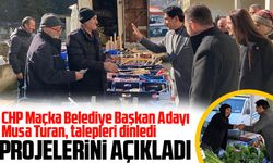CHP Maçka Belediye Başkan Adayı Musa Turan, Halk Pazarı ve Sanayi Esnafını Ziyaret Etti. Yapacağı Projeleri Açıkladı