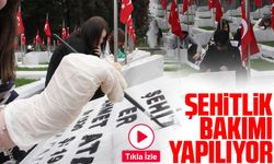 Trabzon Gazi Anadolu Lisesi Öğrencileri Şehit Mezarlarını Güzelleştiriyor