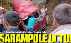 Trabzon Çaykara'da Panelvan Minibüs Şarampole Uçtu: Sürücü Hafif Sıyrıklarla Kurtuldu