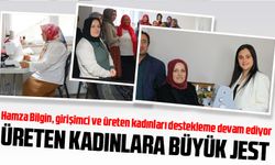 Arsin Belediye Başkanı Hamza Bilgin, girişimci ve üreten kadınlara ovarlok makinesi hediye ederek destek sağladı