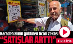 Trabzonlu bir esnafın iş yerinin camına astığı kampanya afişine çekilen görüntüler sosyal medyada milyonlara ulaştı