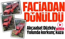 Akçaabat Düzköy Yolunda Yaşanan Kazada Faciadan Dönüldü