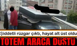 Trabzon Akçaabat'ta Fırtına Nedeniyle park halindeki araca zarar verdi
