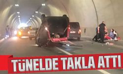 Trabzon'da Dernekpazarı ilçesinde bulunan tünelde araç takla attı