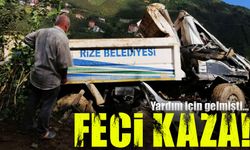 Yardım İçin Gelen Rize Belediyesi Kamyonu Trabzon’da Kaza Geçirdi