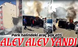 Trabzon’da Park Halindeki Araç Alev Aldı! Vatandaşlar Müdahale Etti