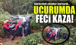 Rize’de Araç Uçurumda Asılı Kaldı! Ekipler Zamana Karşı Yarışı Kazandı