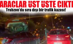 Trabzon’da Şaşkına Çeviren Trafik Kazası! Araçlar Üst Üste Çıktı, Görenler İnanamadı