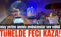 Trabzon yolunda seyir halindeyken tünelde takla atan otomobilde yaralılar olduğu bildirildi