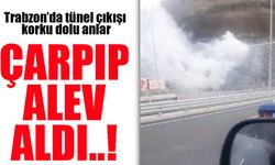 Trabzon’da Tünel Çıkışında Korku Dolu Anlar: Otomobil Alevlere Teslim Oldu!