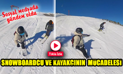 Snowboardcu ve Kayakçının Zigana Dağı’nda Mücadelesi Sosyal Medyada Gündem Oldu