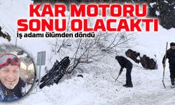 Kar Motoru Faciası! Yamaçtan Yuvarlandı, Karda Mahsur Kaldı