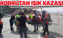 Karadeniz Sahil Yolunda Faciadan Dönüldü! Kırmızı Işıkta Korkutan Kaza