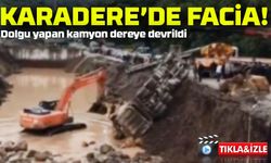 Karadere Yolunda Kaza: Dolgu Yapan Kamyon Devrildi