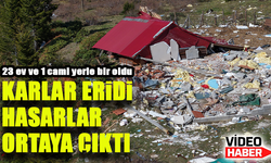 23 Ev ve Bir Cami Yerle Bir Oldu:  Çığın İzleri Karların Erimesiyle Ortaya Çıktı