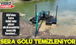 Sera Gölü’nde temizlik için yüzer iş makinesi devrede