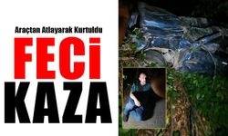 Trabzon Köprübaşı’nda Korkutan Kaza: Sürücü Ormana Yuvarlanan Araçtan Atlayarak Kurtuldu