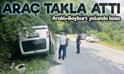 Araklı-Bayburt yolunda kaza: Hafif ticari araç takla attı, 2 kişi yaralandı