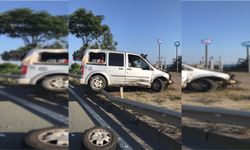 Hafif ticari araç bariyerlere çarptı: 2 yaralı