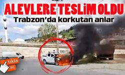 Trabzon’un Of İlçesinde Hareket Halindeki Araç Bir Anda Alevlere Teslim Oldu