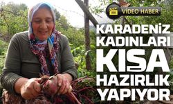 Giresun’da kadınlar geleneksel yöntemlerle kışlık yiyeceklerini hazırlıyor