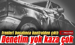 Bayburt’tan Trabzon’a ilerleyen tonajlı TIR, frenleri boşalınca kontrolden çıktı