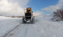 Kavak'ta belediye ekipleri karla mücadele çalışması yürütüyor