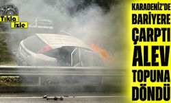 Görele’de Feci Trafik Kazası: Bariyerlere Çarpan Otomobil Alev Aldı