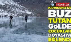 Karagöl’de Gençlerin Buz Üzerindeki Renkli Anları Sosyal Medyada İlgi Gördü