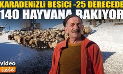 Eksi 25 derecede 140 hayvanıyla ilgilenen Bayburtlu besici azmiyle örnek oluyor