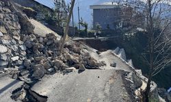 Rize'de istinat duvarının çöktüğü alanda inceleme yapıldı