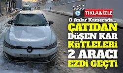 Bayburt’ta Çatıdan Düşen Kar Aracı Hurdaya Çevirdi: O Anlar Kamerada