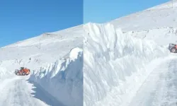 Gümüşhane’nin merkeze bağlı Yağmurdere Vadisi Kostan Dağı Geçidi adeta kar tüneline döndü