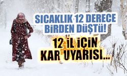 Sıcaklık 9 Derece Birden Düştü! 12 İl için Kar Uyarısı