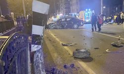 Köprü korkuluğuna çarpan otomobildeki 2 kişi yaralandı