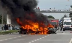 5 araçlı zincirleme kaza: 3 otomobil alev alev yandı, 4 yaralı